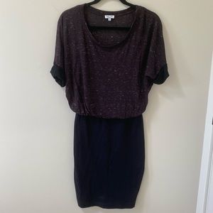 Splendid Black and Purple Speckled Blouson Dress